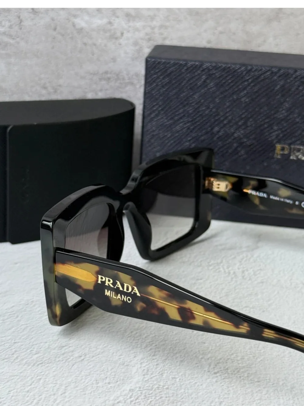Prada Black & Tortoiseshell Oversized Square Sunglasses